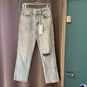 Women's Straight Leg Jeans - Light Blue
